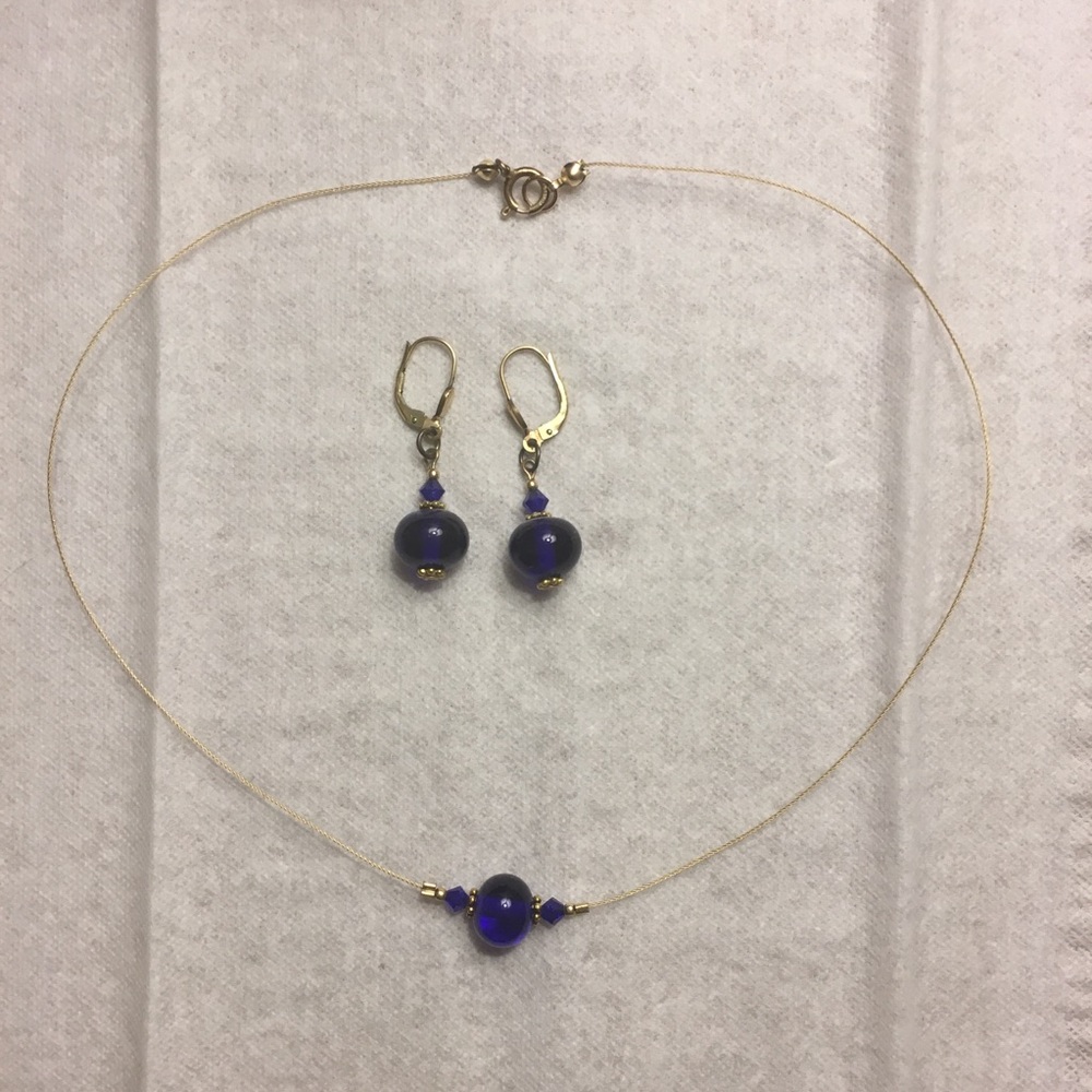 🔅3/$10🔅 Single-bead necklace & earrings set